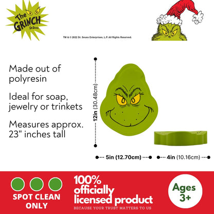 Franco Dr. Seuss The Grinch - Jabonera de Resina navideña para Navidad, Soporte para jabón/joyería (Producto Oficial) Collectibles