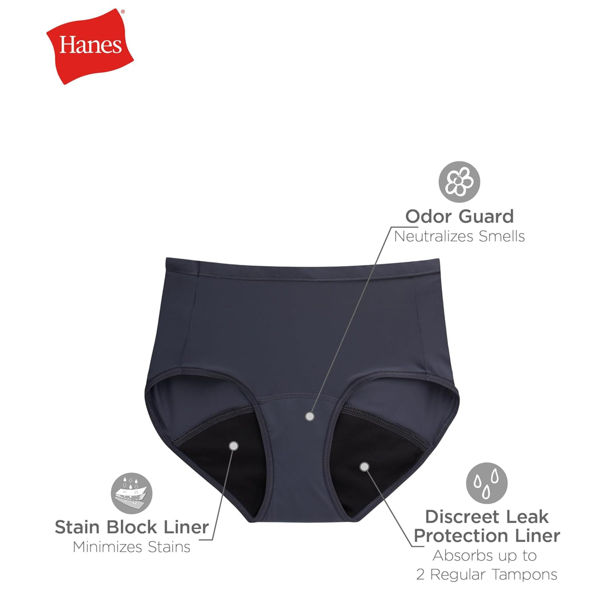 Hanes Paquete de 3 Calzoncillos de luz Fresca y Seca y período moderado, múltiples Opciones Disponibles Ropa Interior para Mujer