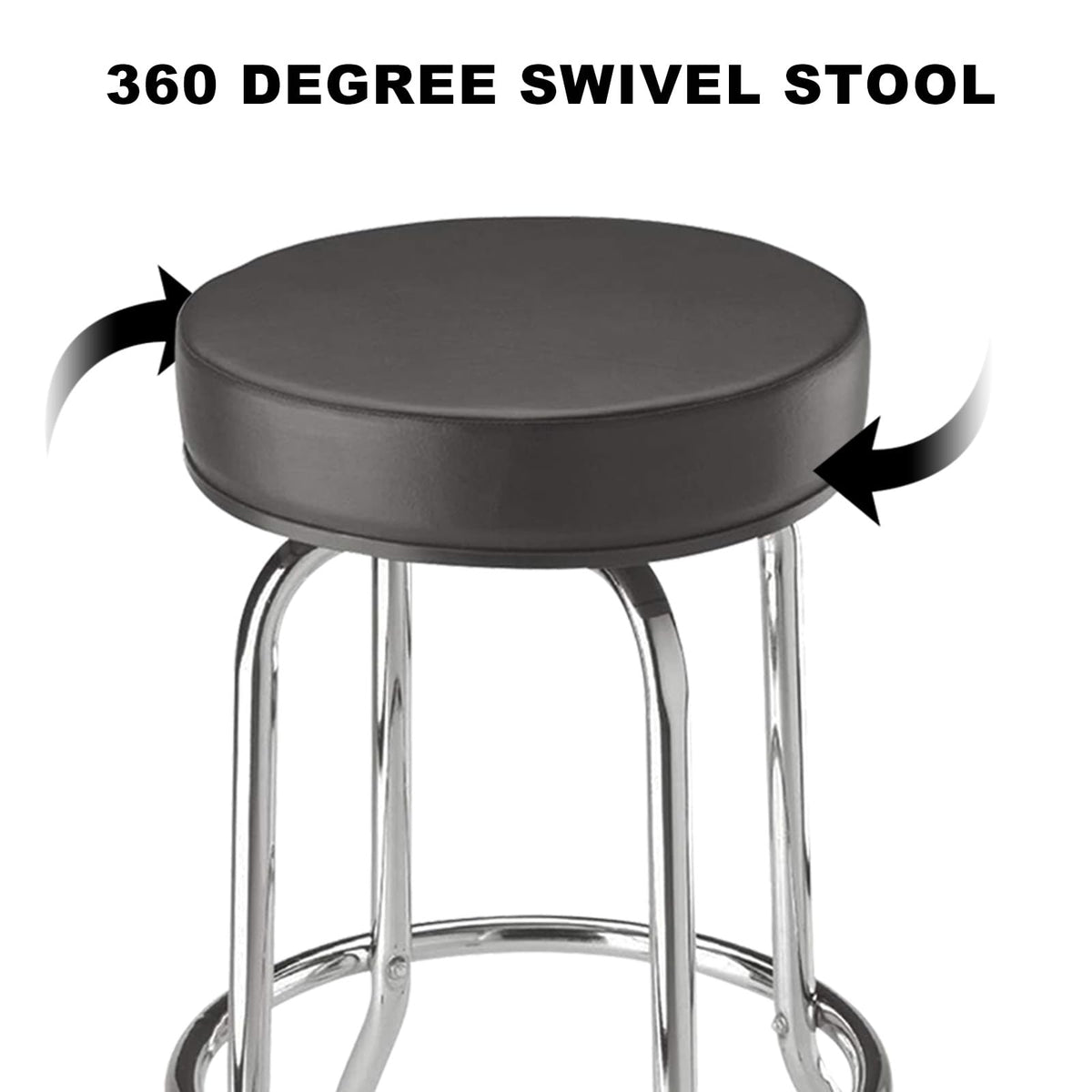 Torin ATRP6185B-1 - Taburete de Bar Giratorio: Asiento Acolchado de Automóvil/Tienda con Patas cromadas, Negro