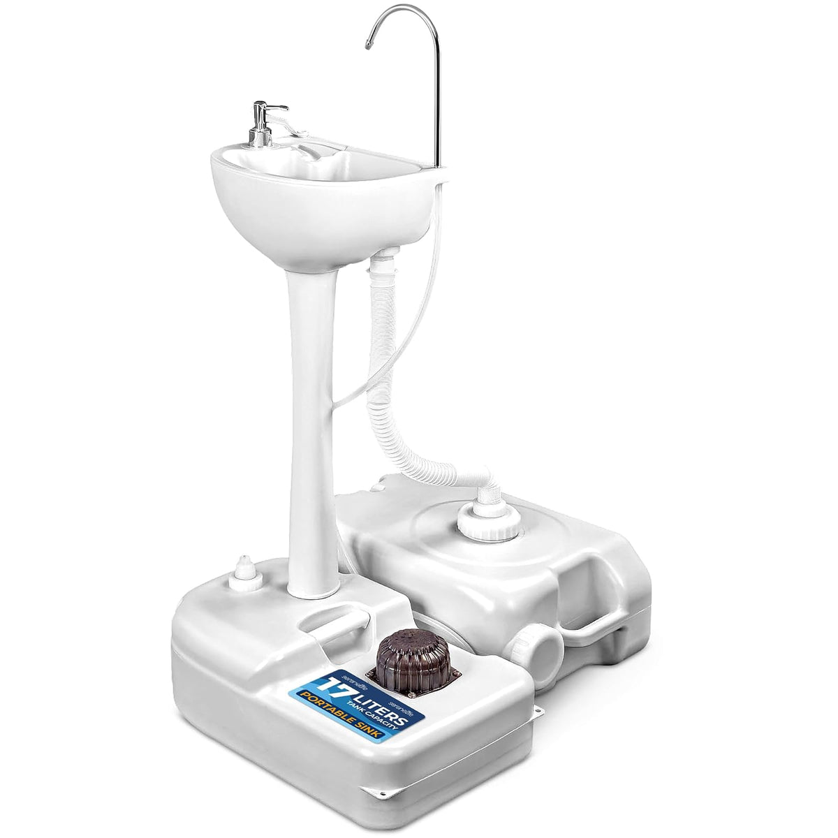 Serenelife Lavabo Port?til Fregadero para Camping con Tanque | De Agua De 19L y Tanque S?ptico de 24L, Bomba de Pie, Dispensa Jab?n y Soporte para Toallas, Facil Transporte, Actividades - 18.3L mit 24L Abwasser tank