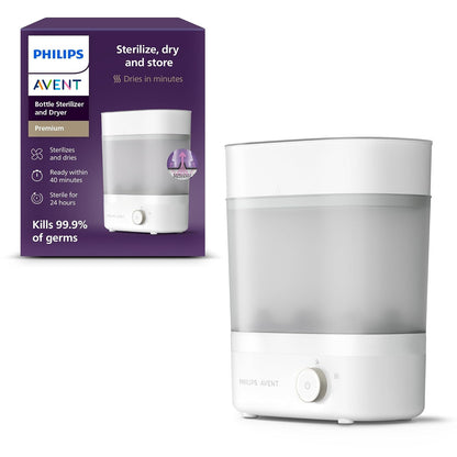 Philips Avent Esterilizador Eléctrico a Vapor Esteriliza, Seca y Almacena | Biberones listos para cada toma | Elimina 99.9% de gérmenes | Esteriliza y seca en 40 minutos | Hasta 6 biberones | SCF293/00