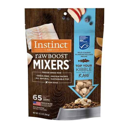Instinct Raw Boost Mixers Pollock Liofilizado para Perros, Topper Natural con Ingredientes Reales 12.5 Oz
