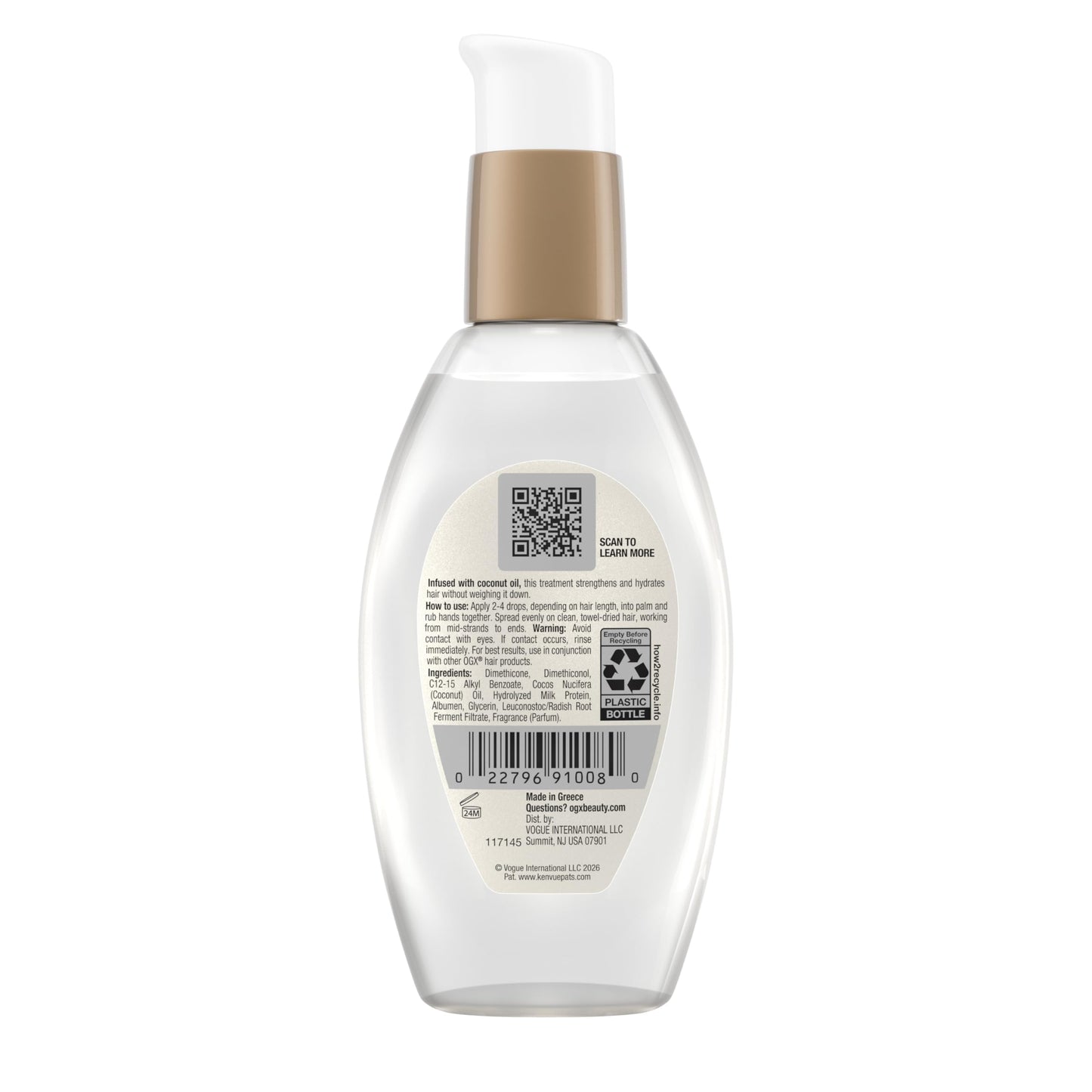OGX, Serum Capilar Nutritivo de Leche de Coco, 118 ml