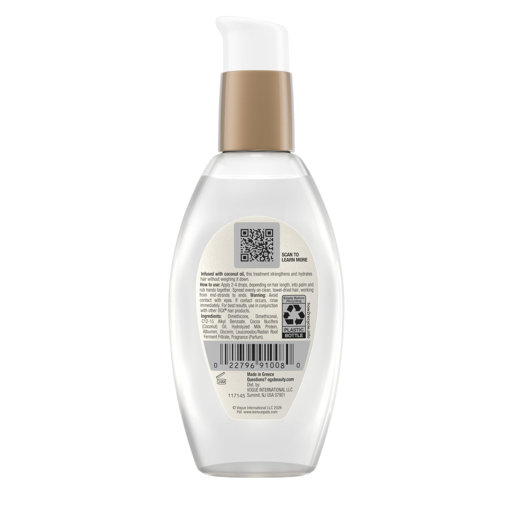 OGX, Serum Capilar Nutritivo de Leche de Coco, 118 ml