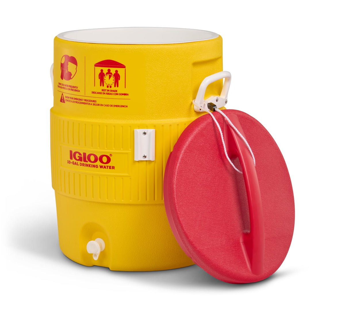 Igloo Enfriador Industrial de Bebidas de 10 galones, Amarillo/Rojo/Blanco