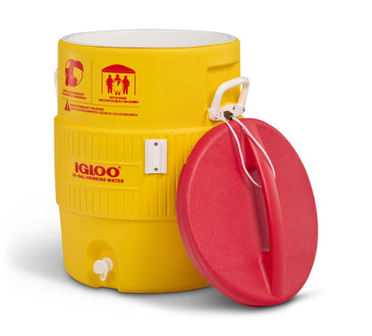 Igloo Enfriador Industrial de Bebidas de 10 galones, Amarillo/Rojo/Blanco