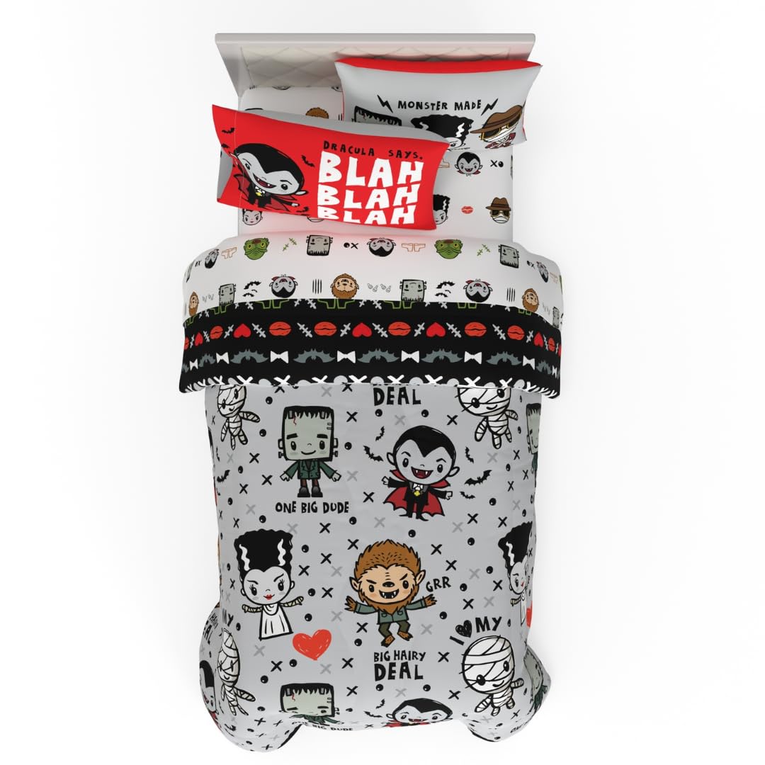Franco Juego de Edredón y Sábanas Snoopy Microfibra - 5 Piece Twin Size - Pequeños monstruos universales