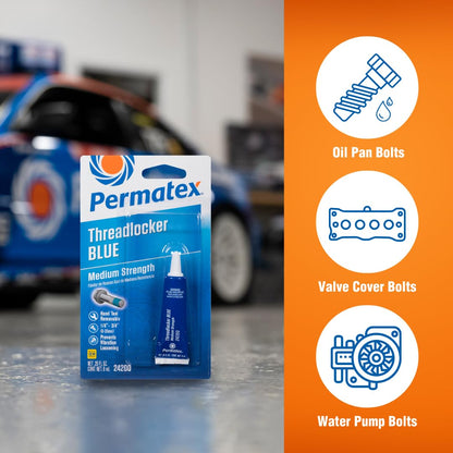 Permatex 24200 de Fuerza Media Azul, 6 ml, 6 ml, Azul, Paquete de 1