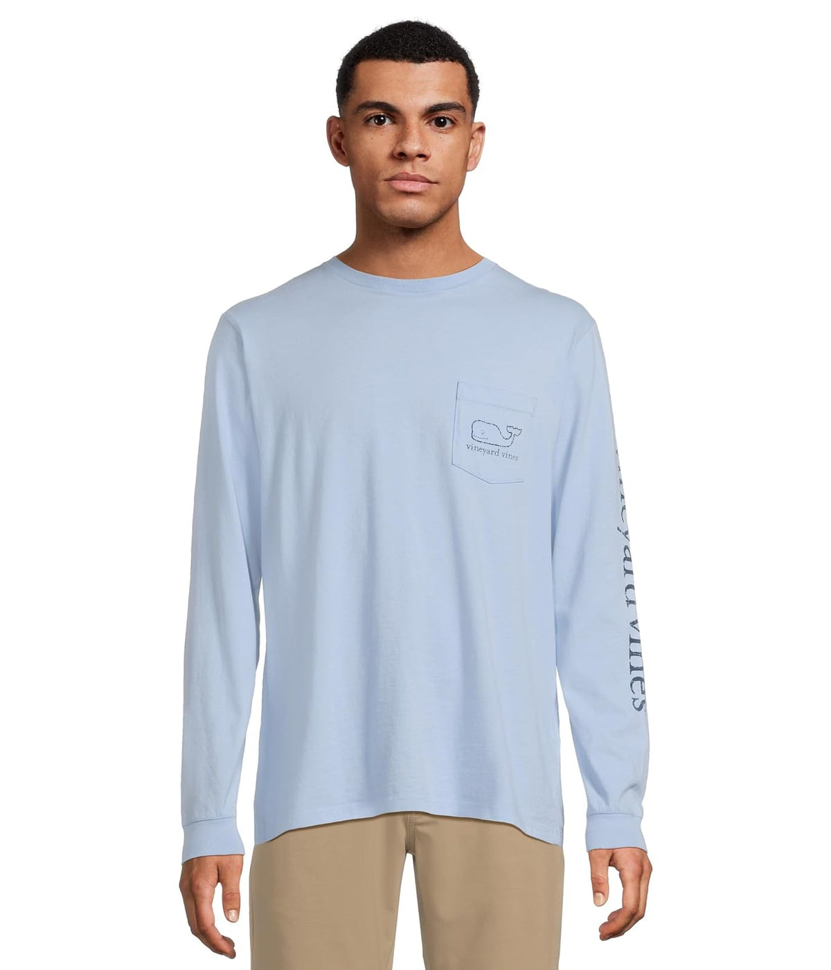 Vineyard Vines Playera clásico de Manga Larga con Bolsillo de Ballena Camiseta para Hombre