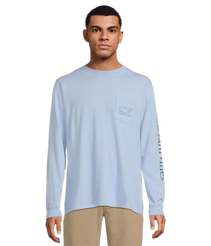 Vineyard Vines Playera clásico de Manga Larga con Bolsillo de Ballena Camiseta para Hombre
