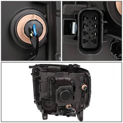 Dna Motoring Faros Delanteros de Repuesto, Carcasa Negra, para Sierra 14-17, HL-OH-GMCS14-BK-CL1