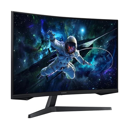 Samsung 27" Odyssey Monitor G55C QHD 165Hz,Frecuencia de actualización de 165 Hz y Tiempo de Respuesta de 1 ms (MPRT), Resolución QHD, Curvatura 1000R, AMD FreeSync, HDR10 LS27CG552ELXZX