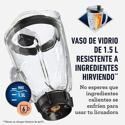 Licuadora clásica Oster reversible cromada vaso de vidrio BLSTBESTE013