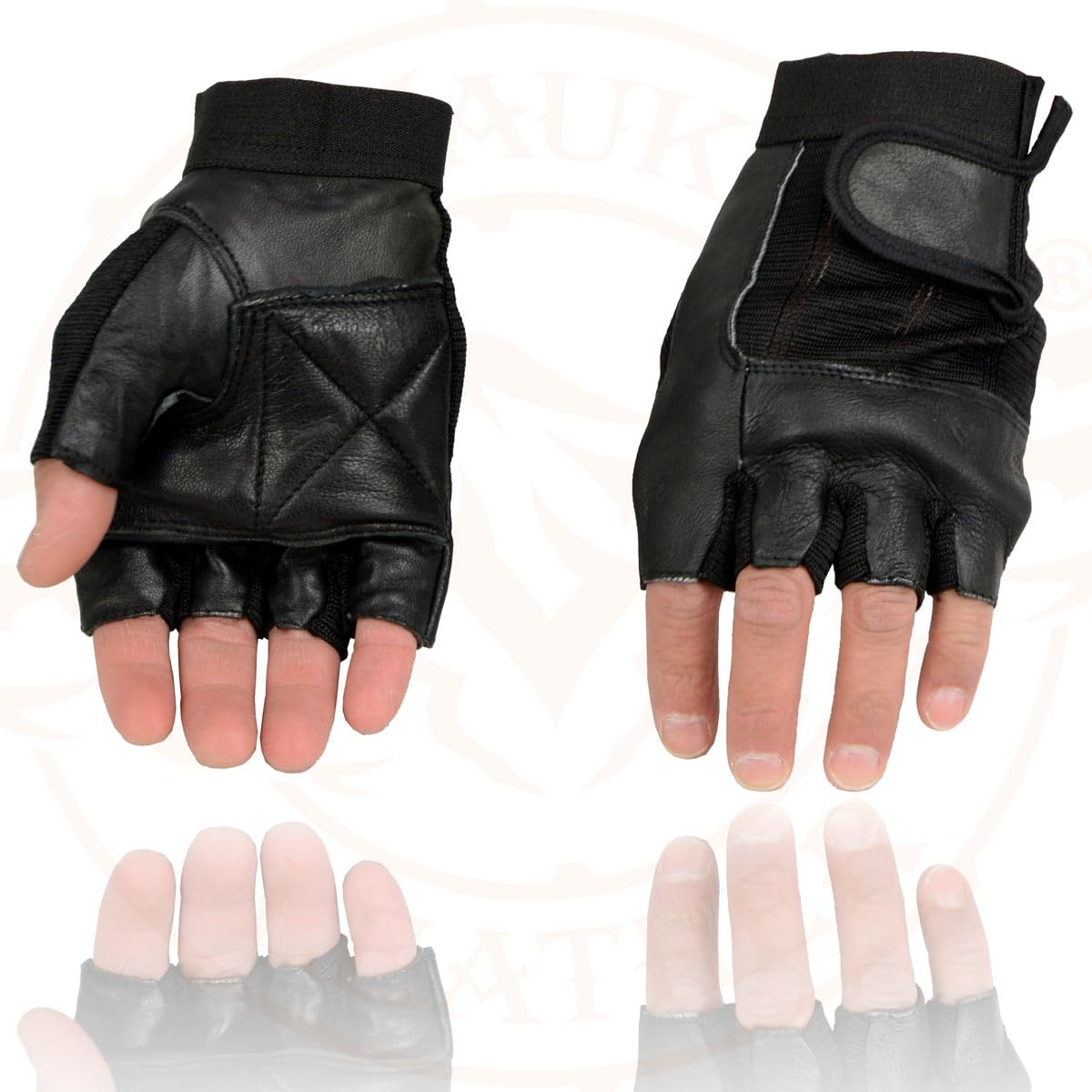 Milwaukee Leather SH217 Guantes de Motocicleta sin Dedos con Relleno de Gel para Hombre, Negro, Talla L