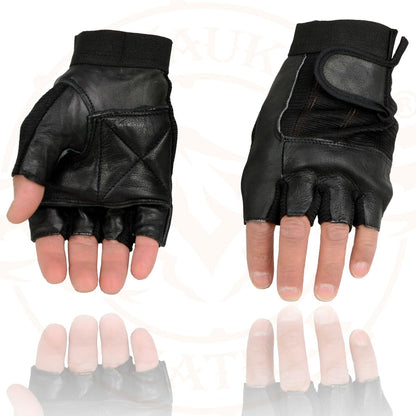 Milwaukee Leather SH217 Guantes de Motocicleta sin Dedos con Relleno de Gel para Hombre, Negro, Talla L