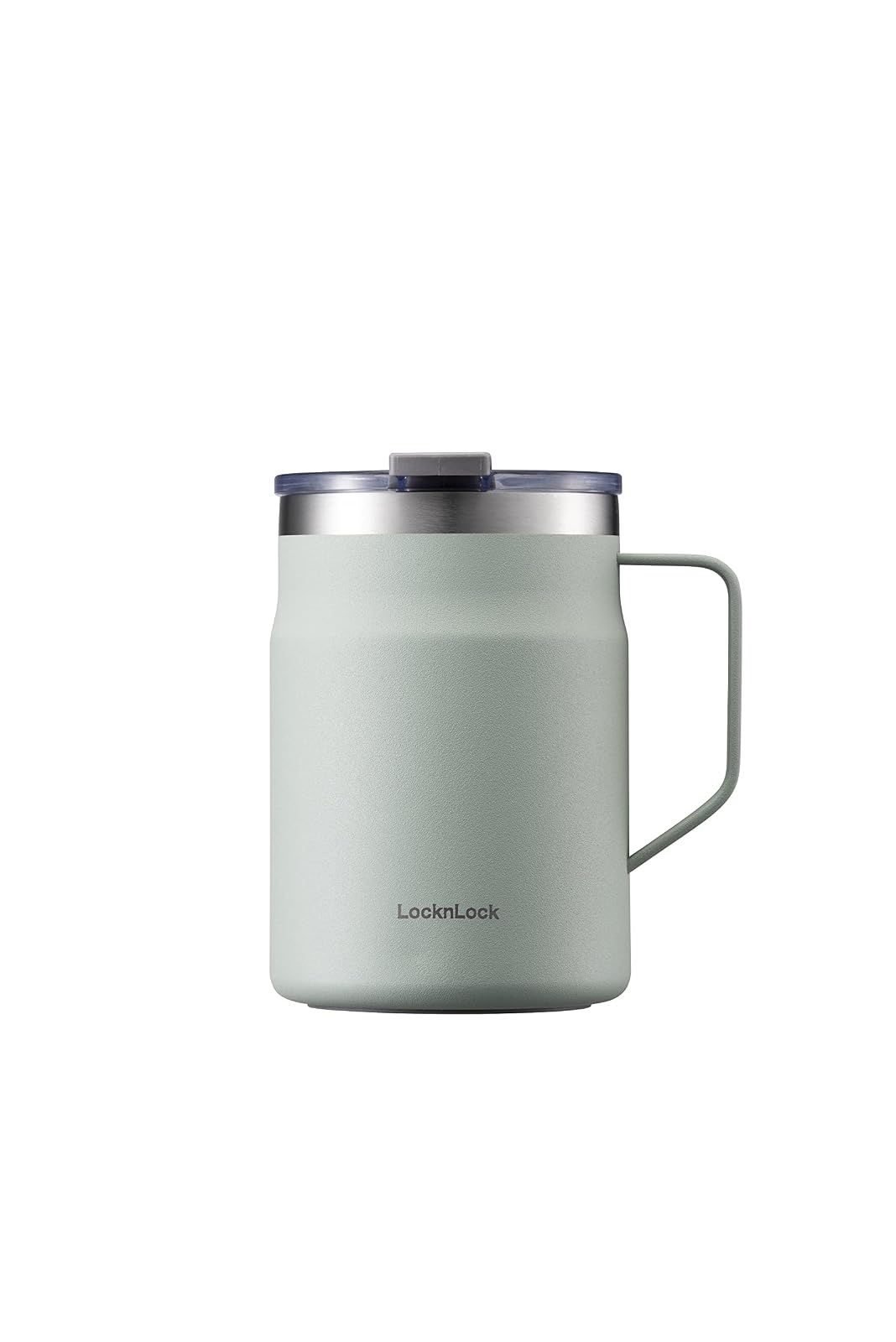 LOCK & LOCK Metro - Taza con asa y tapa de acero inoxidable de doble pared con aislamiento térmico, 16 onzas, color verde menta