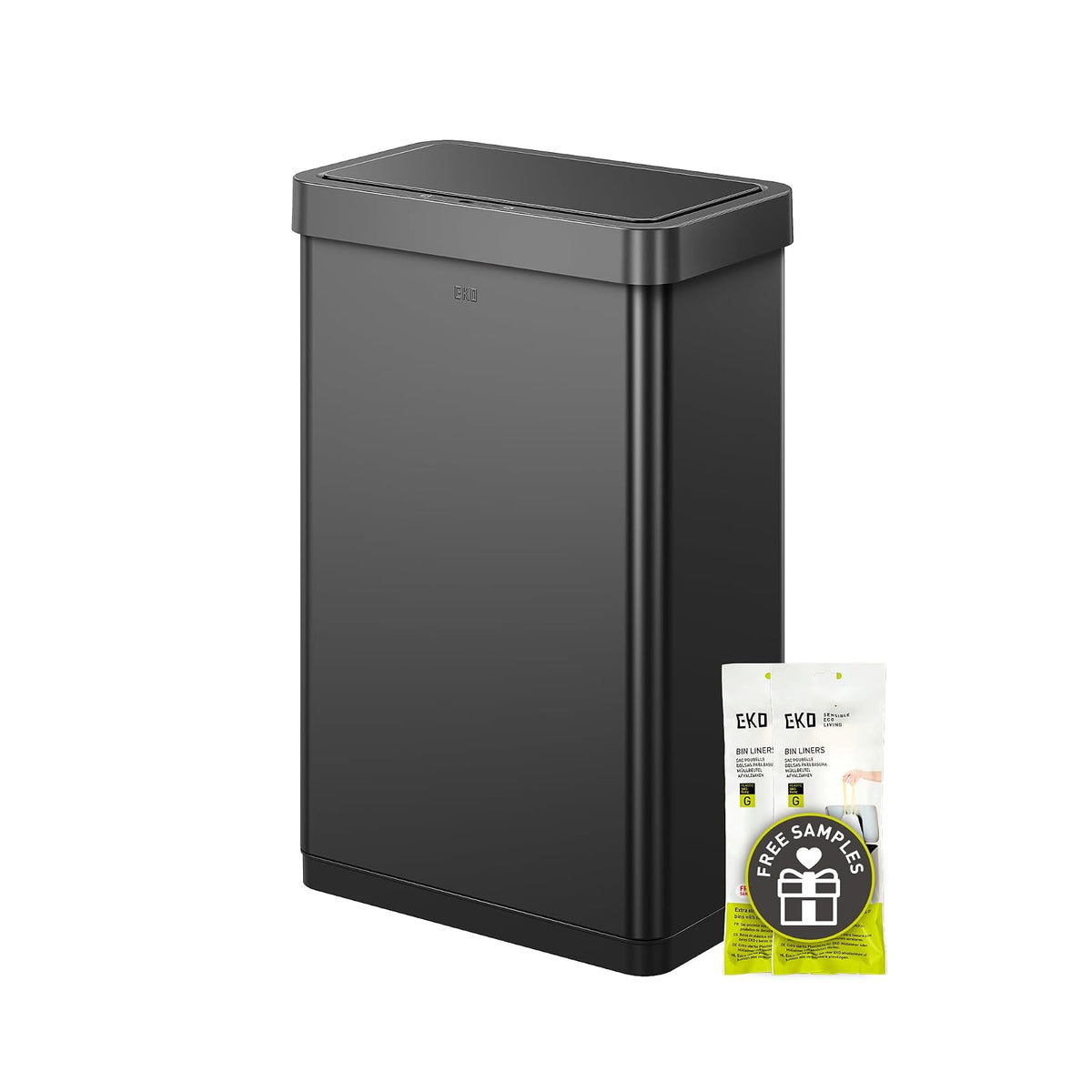 Eko Mirage X 80L Papelera Automática Sensor Acero Inoxidable | Negro mate, sensor de movimiento sin contacto, función apertura 20 minutos, capacidad 25% mayor