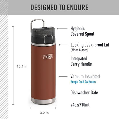 THERMOS, ICON SERIES BY THERMOS - Botella de agua de acero inoxidable con boquilla de 24 onzas, sillín