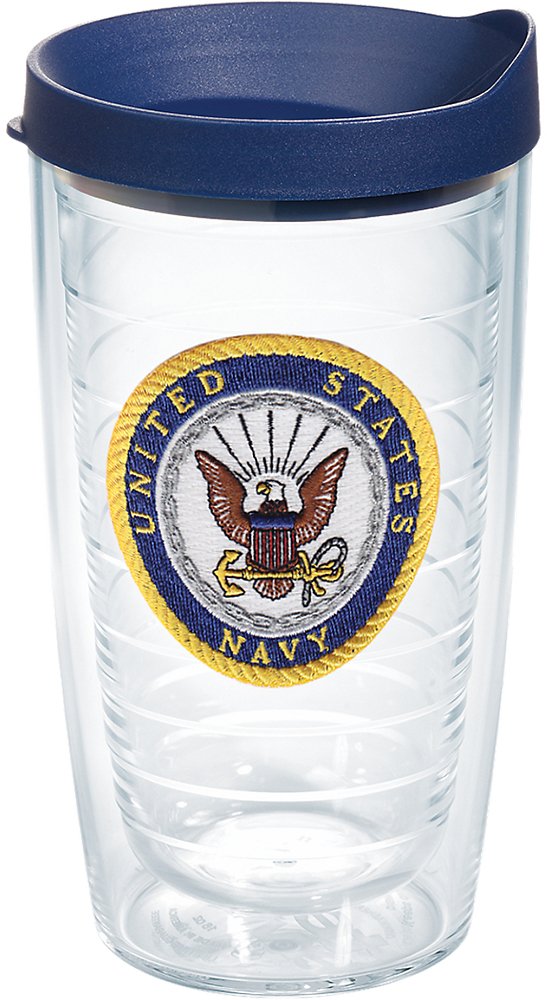 Tervis 1171911 azul marino Logo con aislamiento vaso con emblema tapa, 453.6 gram, transparente