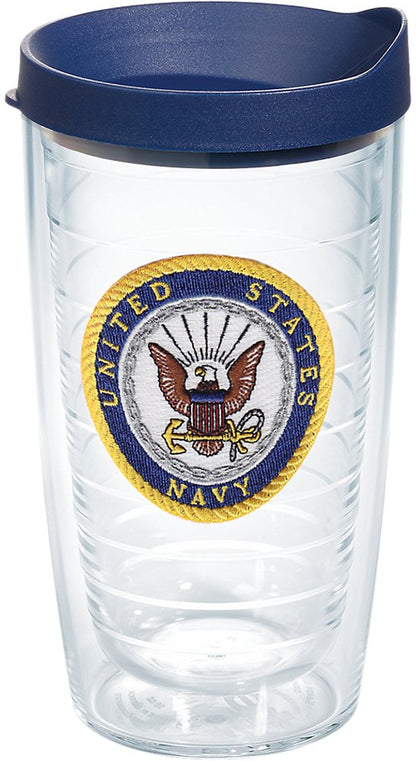 Tervis 1171911 azul marino Logo con aislamiento vaso con emblema tapa, 453.6 gram, transparente