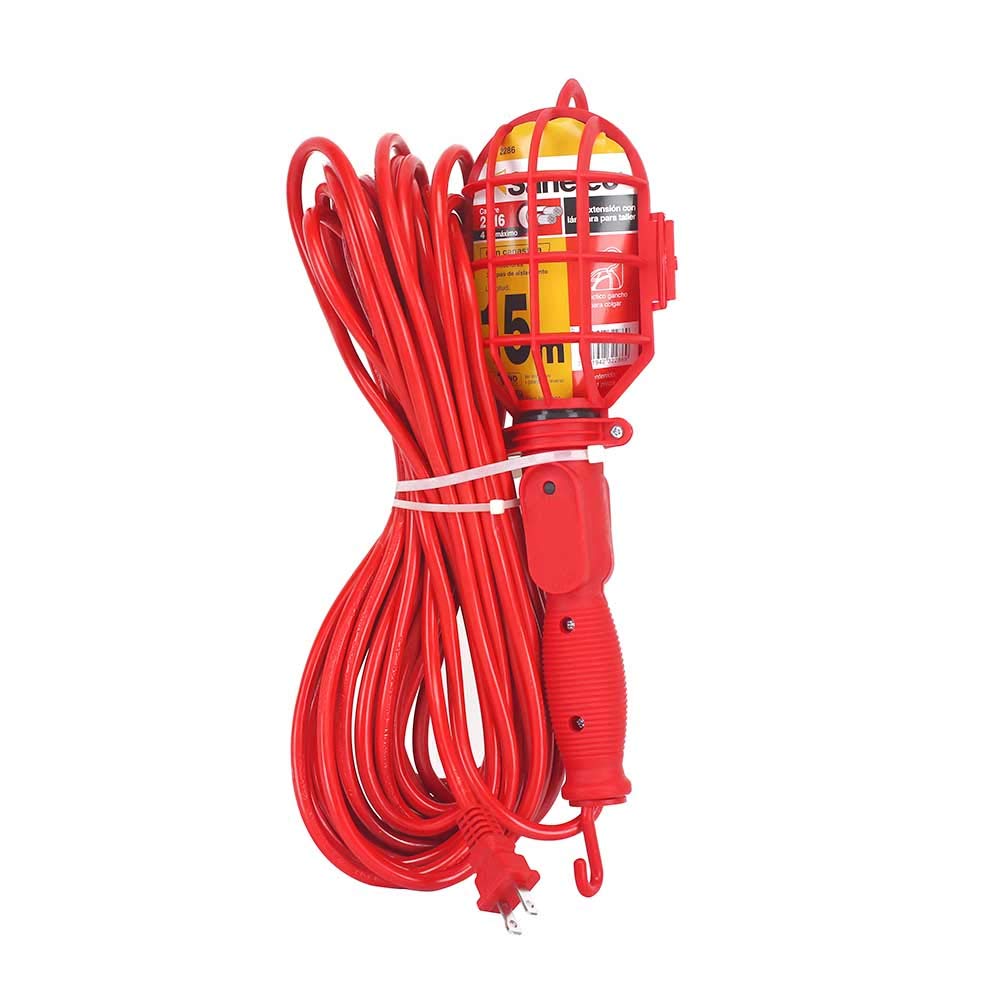 SANELEC, Lámpara con Canastilla Plástica, Luminario de Taller, Uso Rudo, 15 metros, Modelo 2286