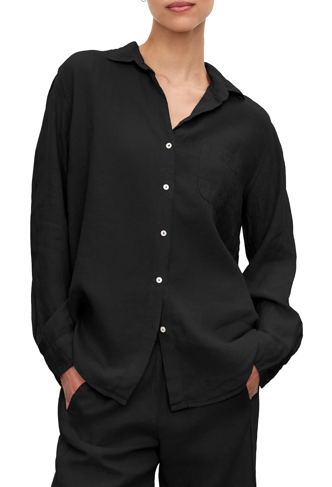 Velvet by Graham & Spencer Mulholland Camisa de Lino Camisa Abotonada para Mujer