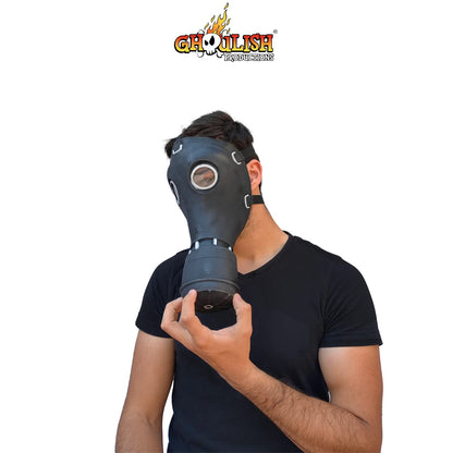 Ghoulish Productions Gas Mask (Black), Máscara de Steampunk Apocalíptica, Máscaras de Guerras Química Ideal para Halloween y Fiestas de Disfraces