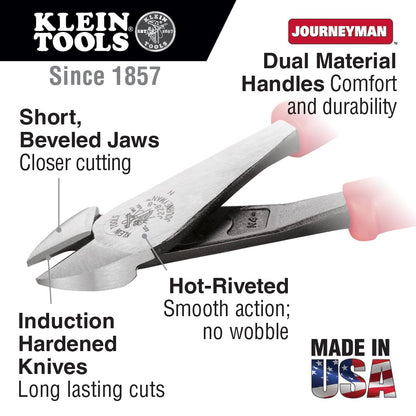 Klein Tools 80086 - Kit de alicates Journeyman, fabricado en Estados Unidos, corte lateral de alto apalancamiento, diagonal, alicates de punta larga para tirar, cortar y engarzar, 6 piezas