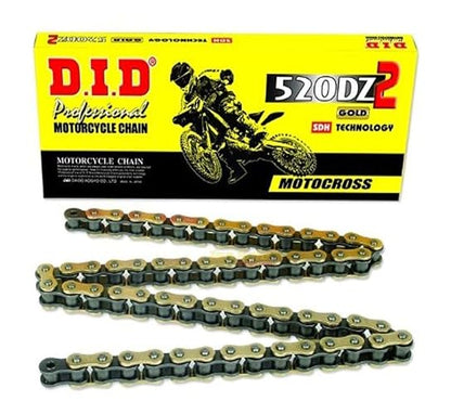 D.I.D Cadena 520DZ-122 DZ2 Dorada 122 Eslabones Con Eslabón de Conexión