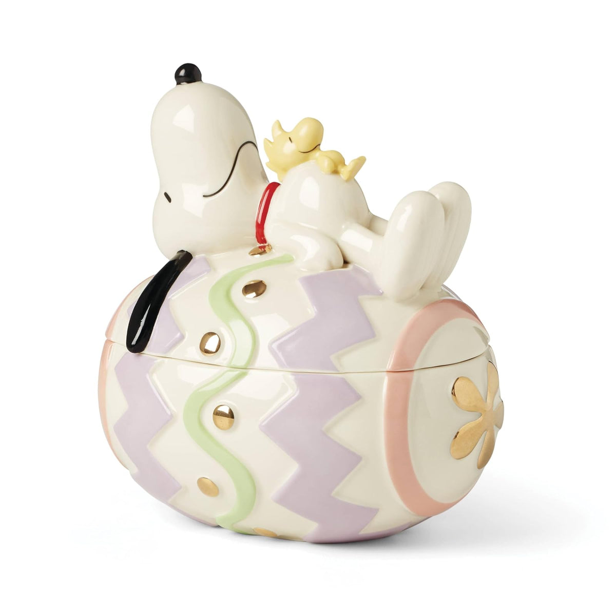 Lenox Peanuts Dulcera Snoopy y Woodstock Pascua Porcelana Huevo Oro 24K Primavera