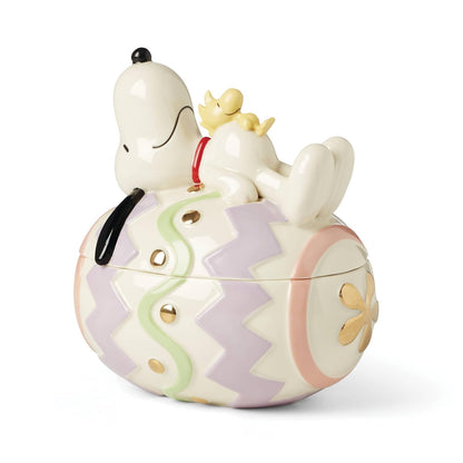 Lenox Peanuts Dulcera Snoopy y Woodstock Pascua Porcelana Huevo Oro 24K Primavera