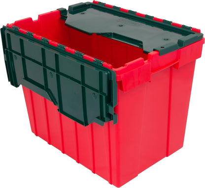 Akro-Mils KeepBox - Contenedor de almacenamiento de 18 galones, caja de almacenamiento de plástico apilable y anidable con tapa adjunta, bolsa transparente para garajes, armarios y mudanzas, 21 x 15 x - 18 Gallons