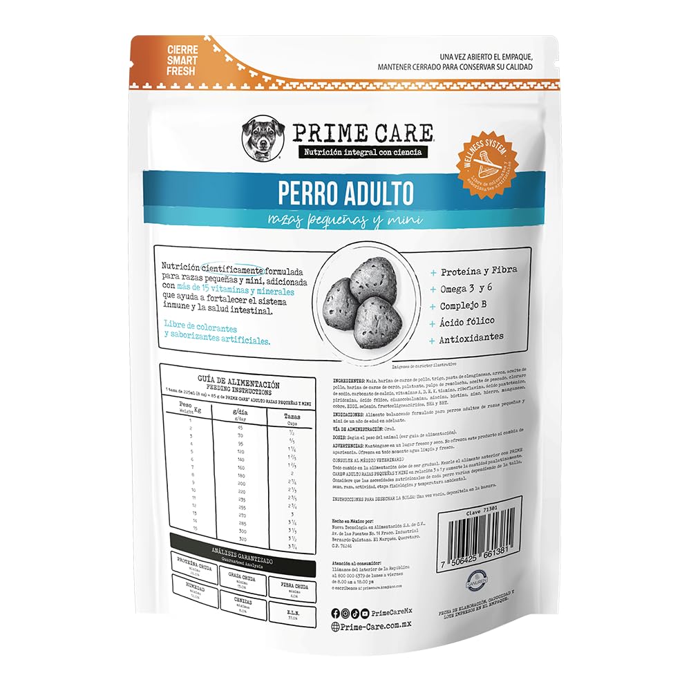 Prime Care Alimento para Perros Adultos Razas Pequeñas y Mini 2 kg