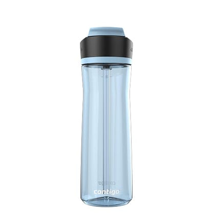 Contigo Botella de Agua Plástico Libre de BPA 710 ML Glaciar con Popote Ashland 2.0 Antiderrames Seguro para Viajar