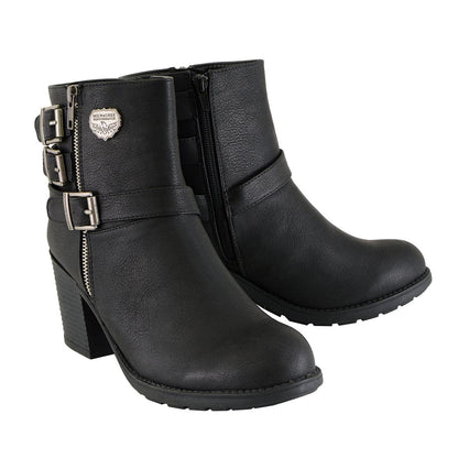 Milwaukee Performance - Motocicleta MBL9405 BLK para mujer, triple hebilla lateral con tacón de plataforma, negro, 8 de EE. UU