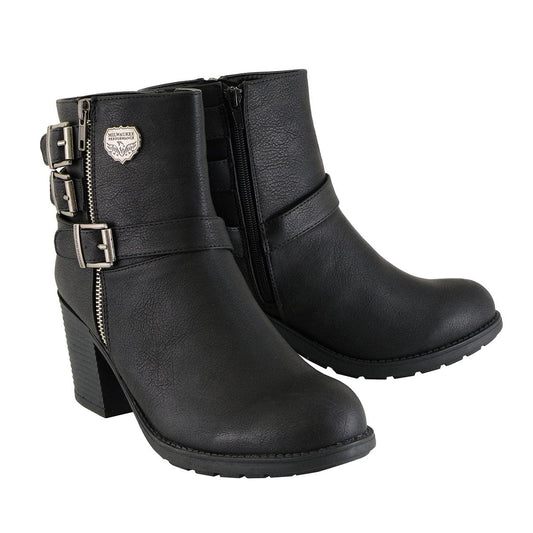 Milwaukee Performance - Motocicleta MBL9405 BLK para mujer, triple hebilla lateral con tacón de plataforma, negro, 8 de EE. UU
