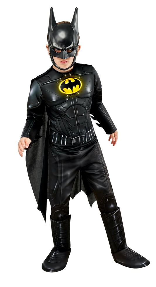DC The Flash Movie: Disfraz de Batman Deluxe para niños por Rubies, talla M para niño