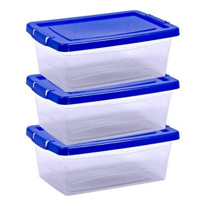 Guateplast Set de 3 Contenedores de Almacenamiento Apilables 12 L - Azul