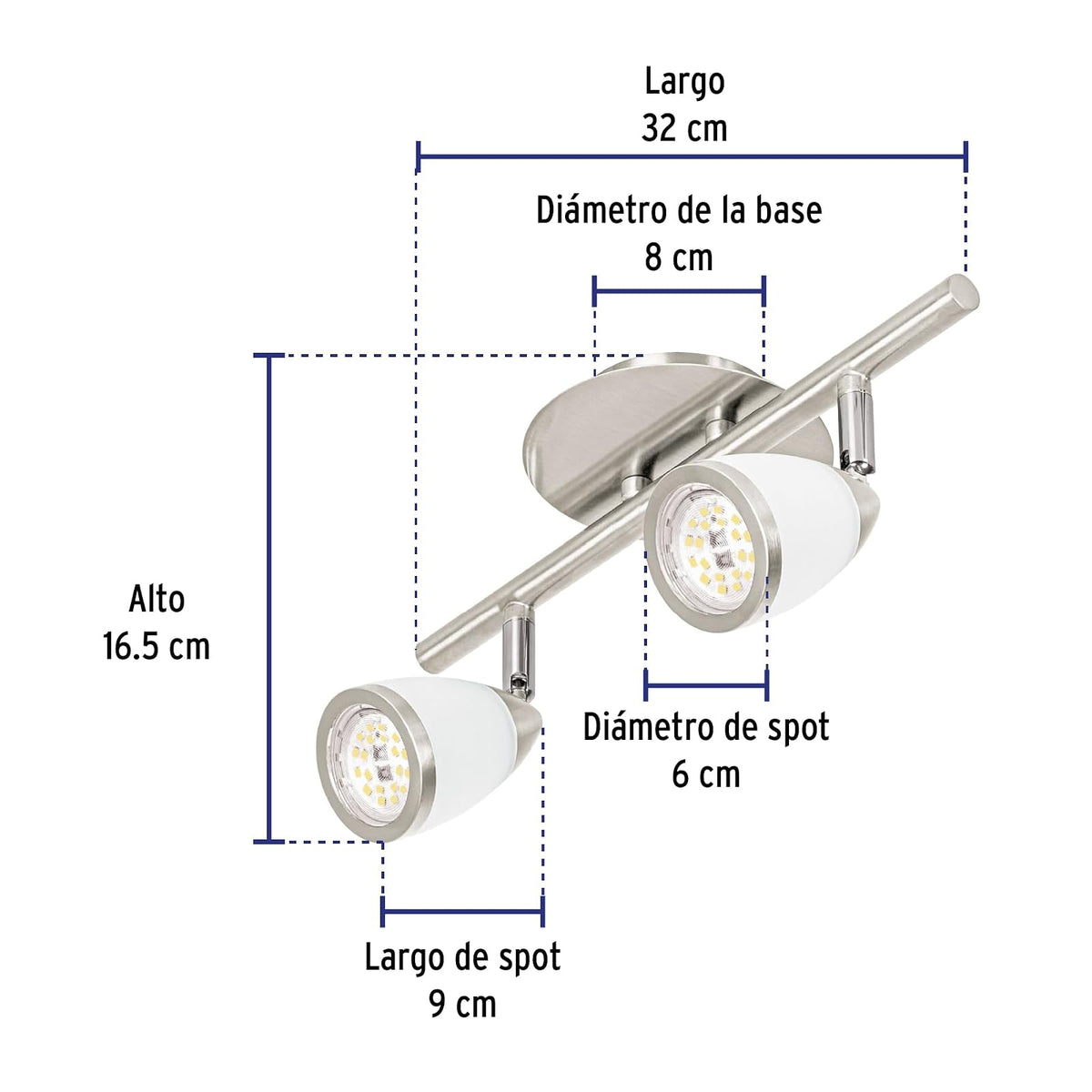 Volteck Lait SOB-312S, Luminario de sobreponer 2 spots base GU10, Verona