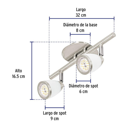 Volteck Lait SOB-312S, Luminario de sobreponer 2 spots base GU10, Verona