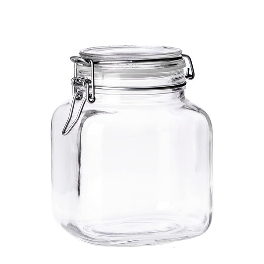 Borgonovo Primizie - Contenedor De Vidrio De 1700 Ml. Cristalería Italiana con Tapa Hermética Recipiente de Almacenamiento Alimentos Para Especias