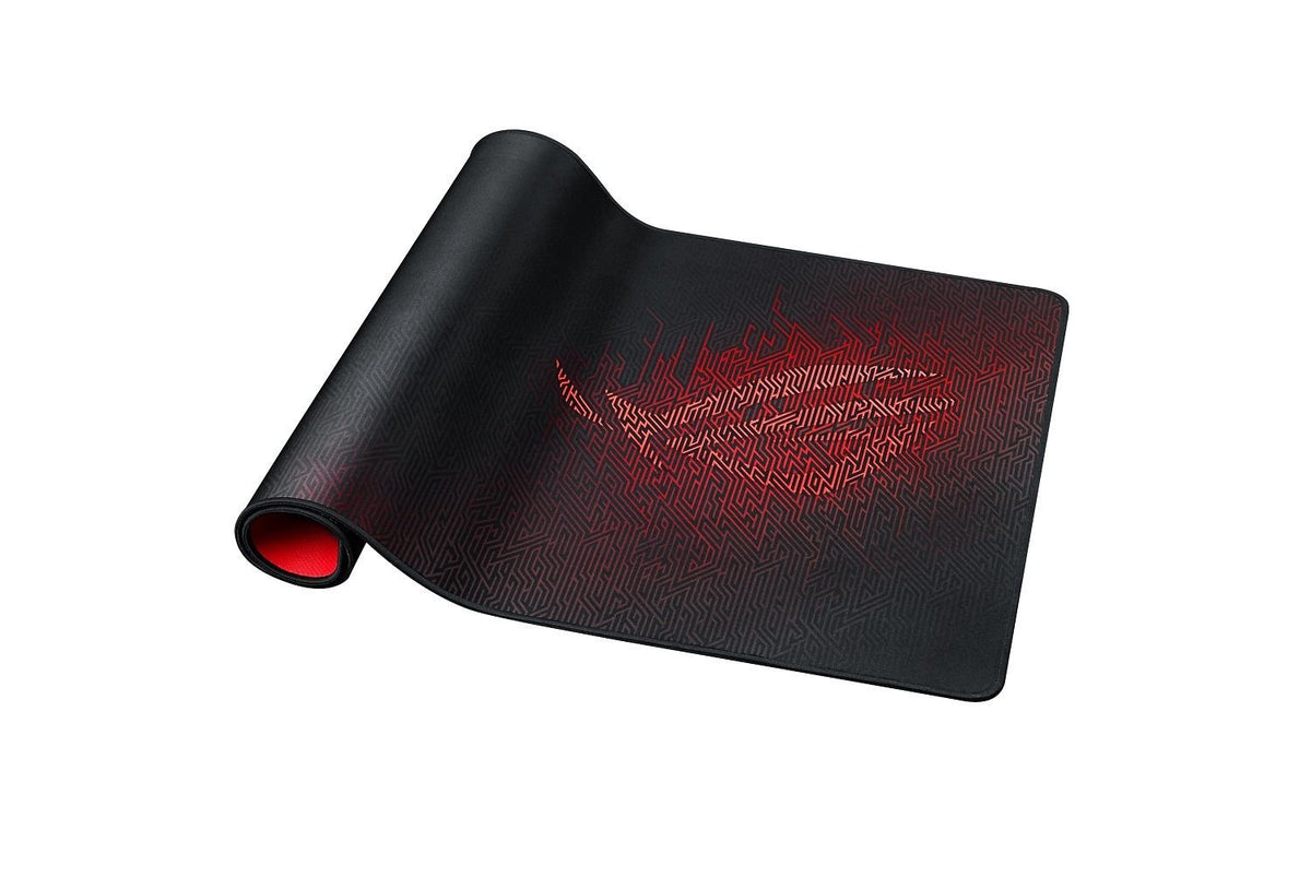 ASUS ROG Sheath Mousepad 900x440mm Antiderrapante Negro Rojo para PC Gamer | Superficie de tela para deslizamiento preciso, base de goma antideslizante, bordes cosidos anti-desgaste, 900x440x3mm, ROG