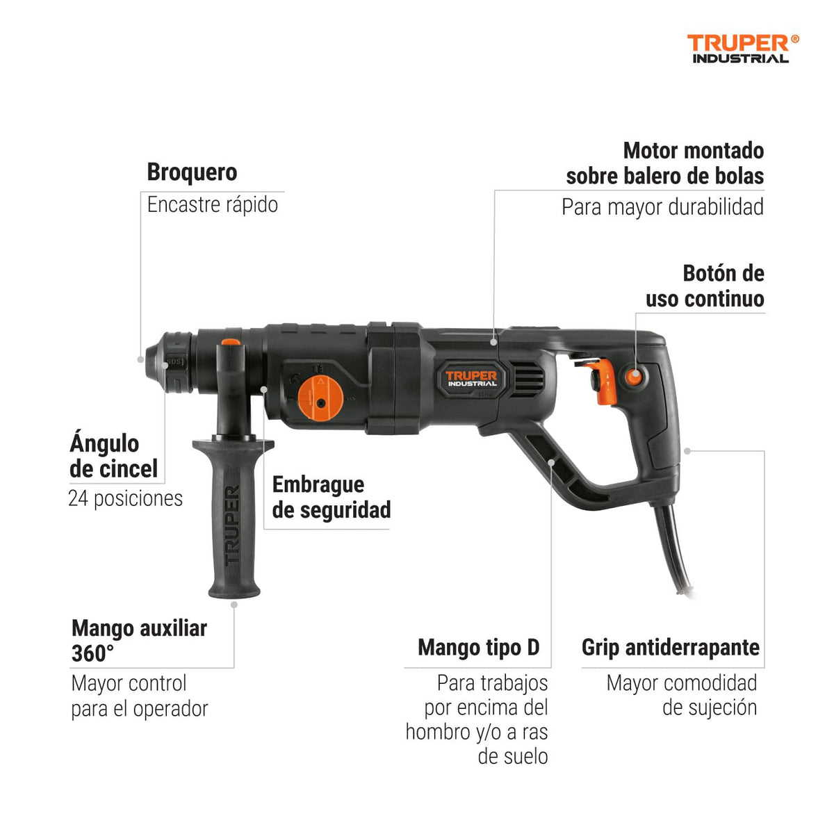 TRUPER ROEL-30N2, Rotomartillo SDS/destornillador 3.5 J, 800W