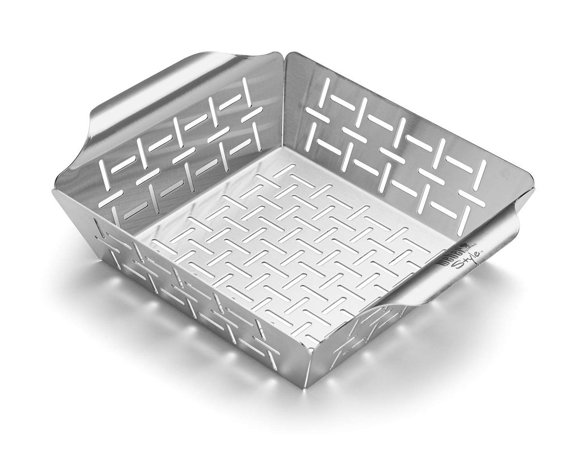 Weber 6481 Stainless Steel Vegetable Basket, Small | Cesta de parrilla duradera para guarniciones, se adapta a todas las parrillas Weber® - Accesorio para parrilla