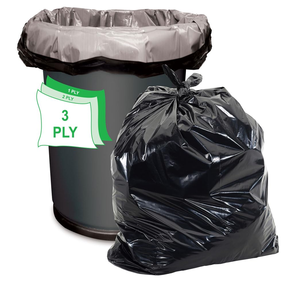 Aluf Plastics 33 Gallon 1.7 MIL (eq) Black Heavy Duty Trash Can Liners - 33" x 39" - Pack of 100 - For Contractor, Industrial, Commercial