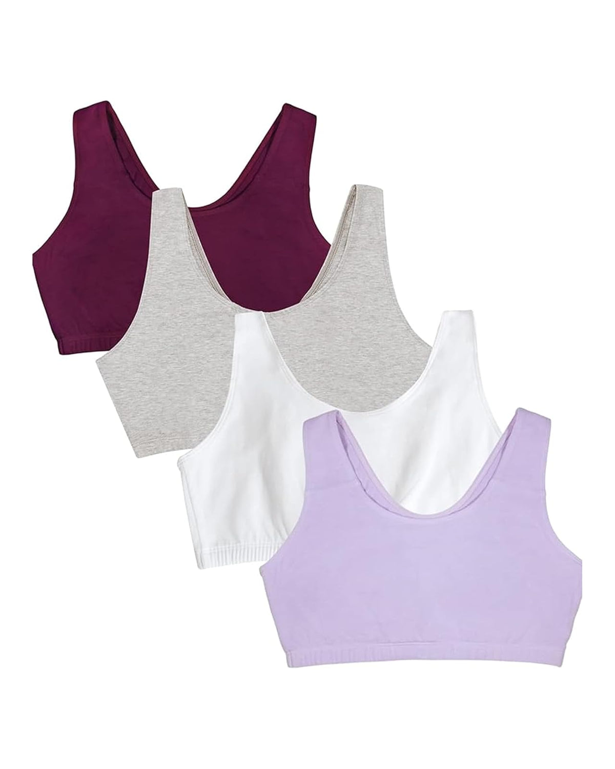 Fruit of the Loom Brasier Deportivo de Algodón para Mujer - Morado - Blanco - Lila - Gris - 36