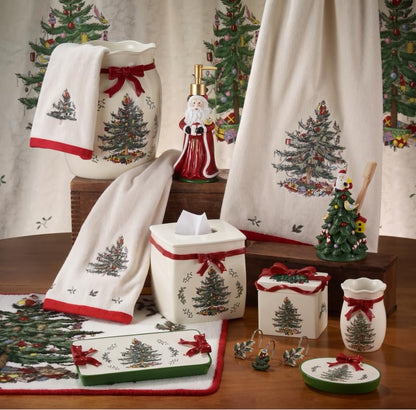 Avanti Linens Spode - Cortina de Ducha de Tela, decoración de baño navideño, colección de árbol de Navidad, 72 Pulgadas