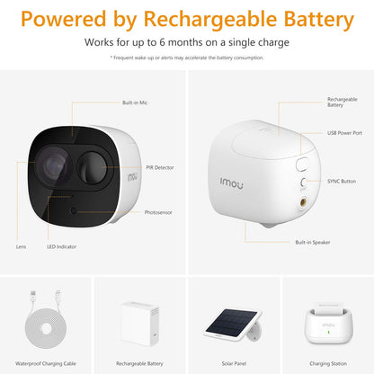 CELLPROKIT1 - Kit de 1 cámara de 2 megapíxeles 100% libre de cables mas estación base / Batería RECARGABLE / PIR / Audio / IP65 / Compatible con Alexa