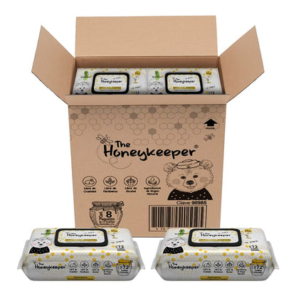 The Honeykeeper, Toallitas Húmedas para Bebé, Tela Biodegradable Aroma a Miel, Caja con 576 Toallitas (8 paquetes de 72 toallitas c/u)