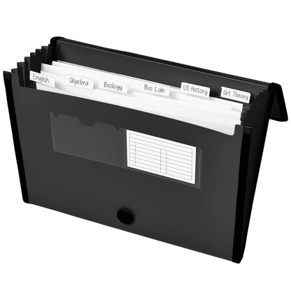Avery Organizador expandible de carpetas de archivos, organizador de archivos de acordeón de 7 bolsillos, negro, capacidad para 425 hojas de tamaño carta/A4 (73550)